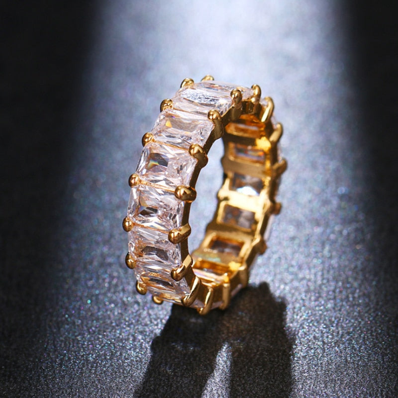 Handmade Eternity Promise Gold Color Crystal Ring