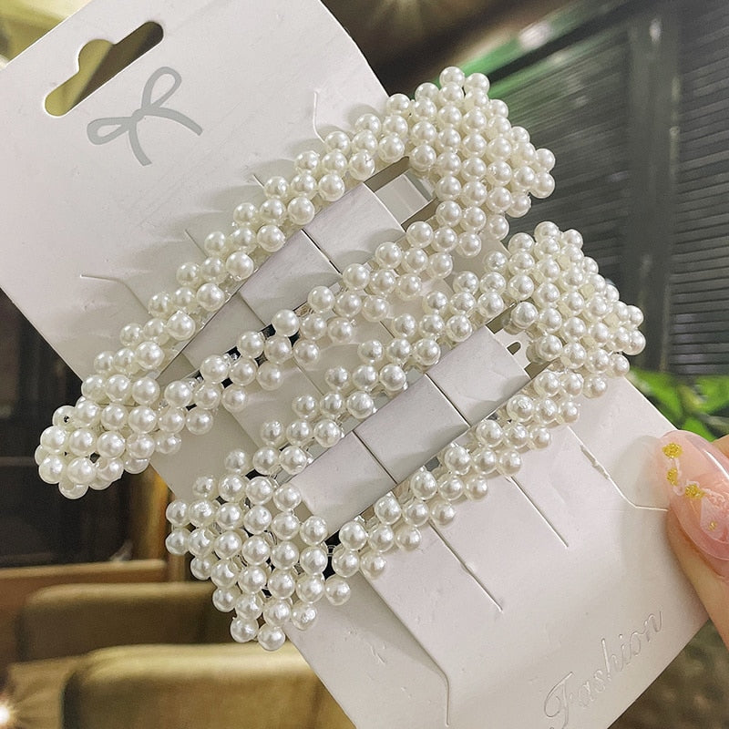 Simulated Pearl Hair Clips For Women