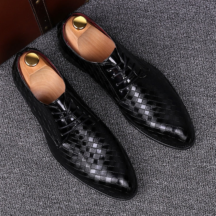 Formal Shoes Men Dress Business Shoes Geometric Oxfords Flats