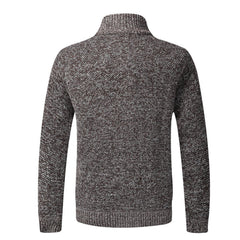 Men Knitted Jacket Slim Fit Stand Collar Zipper Jacket Thick Warm Cardigan