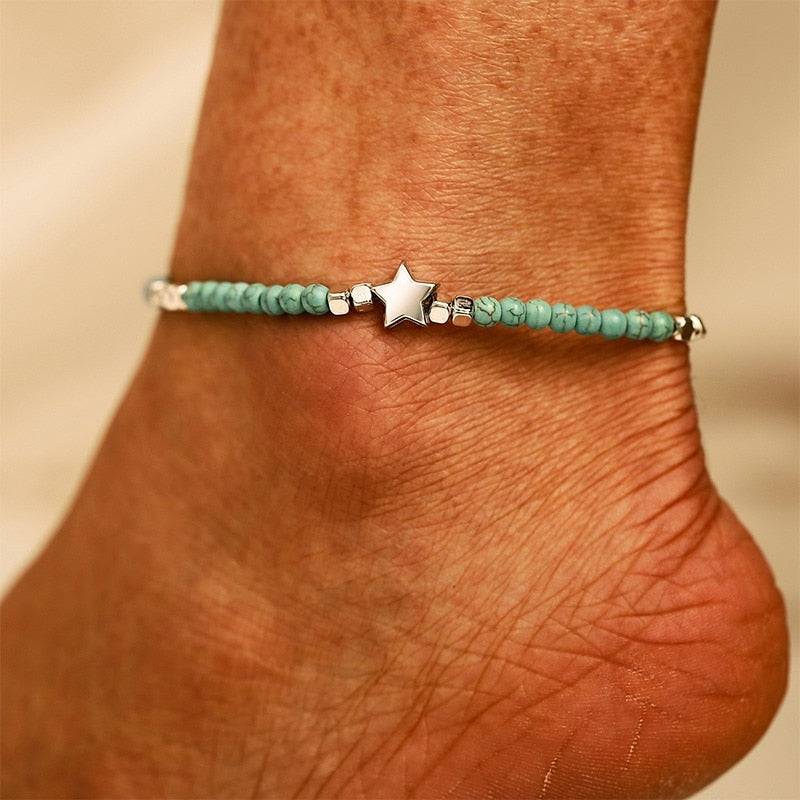 Shell Pendant Ankle Bracelet Faux Pearl Leg Anklets