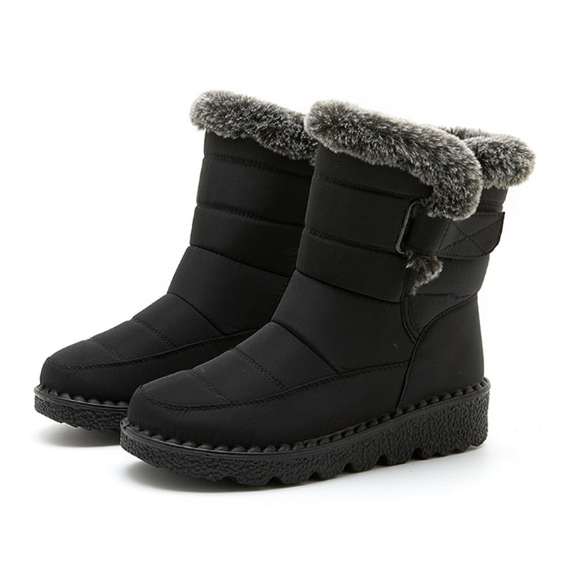 Faux Fur Waterproof Snow Boots Men Keep Warm Winter Shoes Platform Ankle Boots