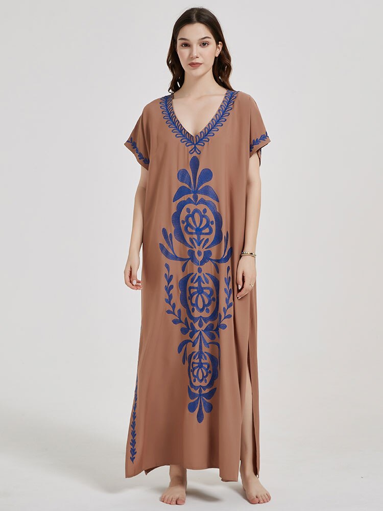 Embroidery Beach Cover up Saida de Praia Swimsuit