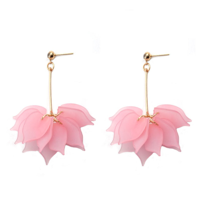 Multicolored Fashion Resin Flower Long Drop Earrings