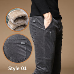 Fleece Warm Pants Men Thick Elastic Waist Fluff Pant Classic Trousers