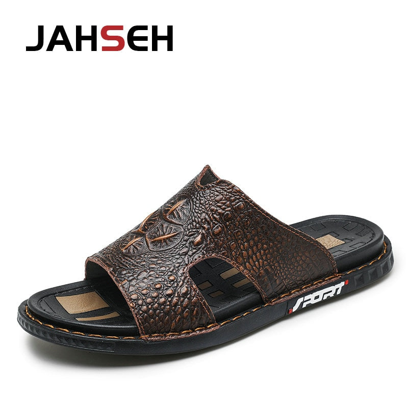 Business Slippers Crocodile Men Flip Flops Non-slip Slippers