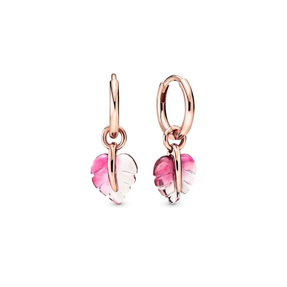 Sterling Silver Rose Gold Color pan Earrings