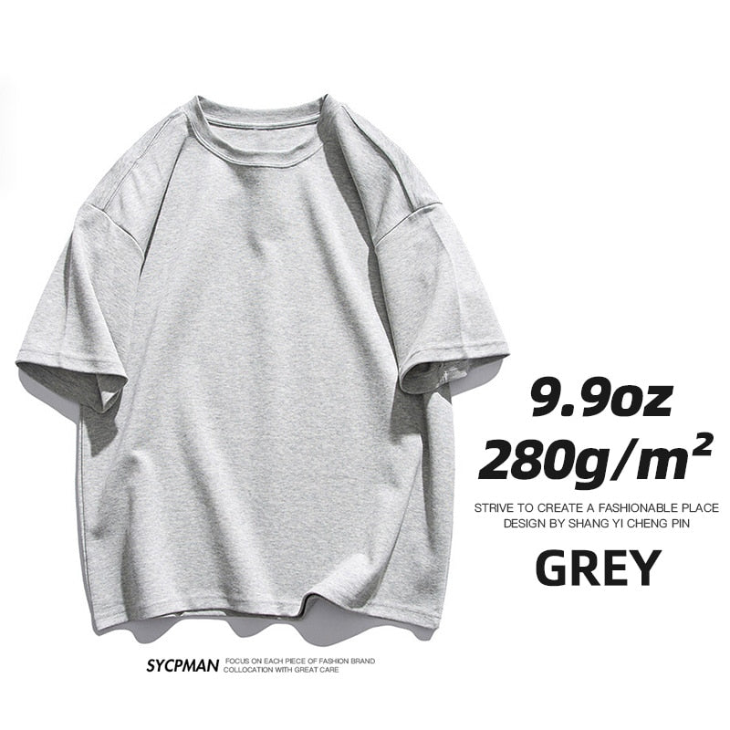 T-shirt Men Short Sleeve Tee Solid Color Trend Leisure