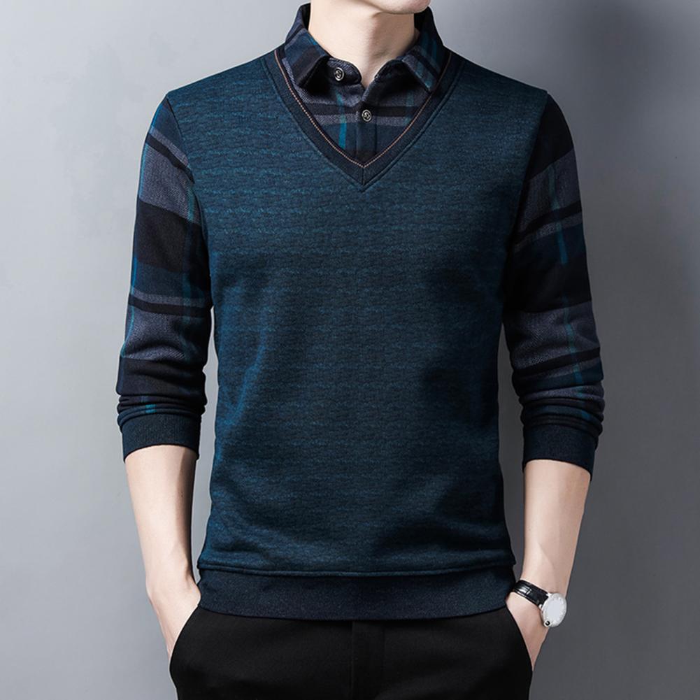 Men Sweater Turn-down Collar Long Sleeve Slim Spring Sweaters Slim