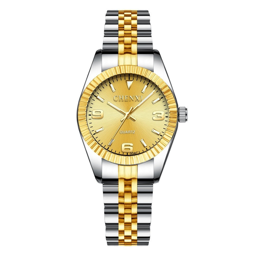 Ladies Gold Watch Women Golden Clock Female Women Dress Rhinestone Quartz