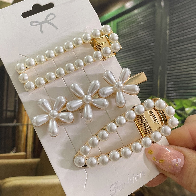 Simulated Pearl Hair Clips For Women