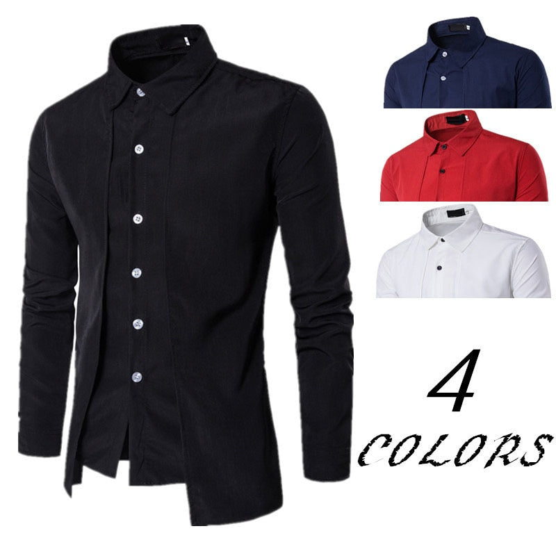 men dress shirt Fake two-piece thin section non-iron shirts men long sleeve