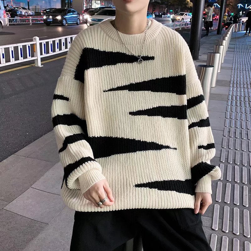 Sweater Pullovers Men College Design Fashion Casual Soft Loose