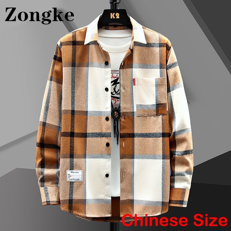 Plaid Shirts Men Fashion Clothing Shirts Clothes Vintage Spring