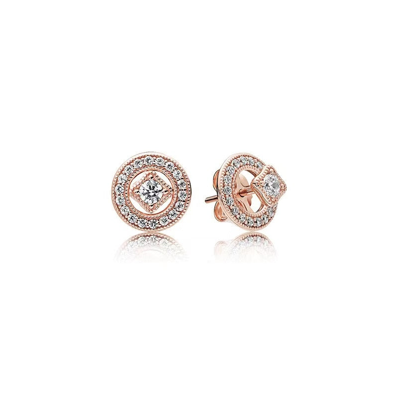 Sterling Silver Rose Gold Color pan Earrings