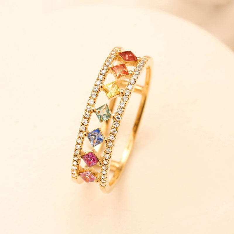 Handmade Eternity Promise Gold Color Crystal Ring