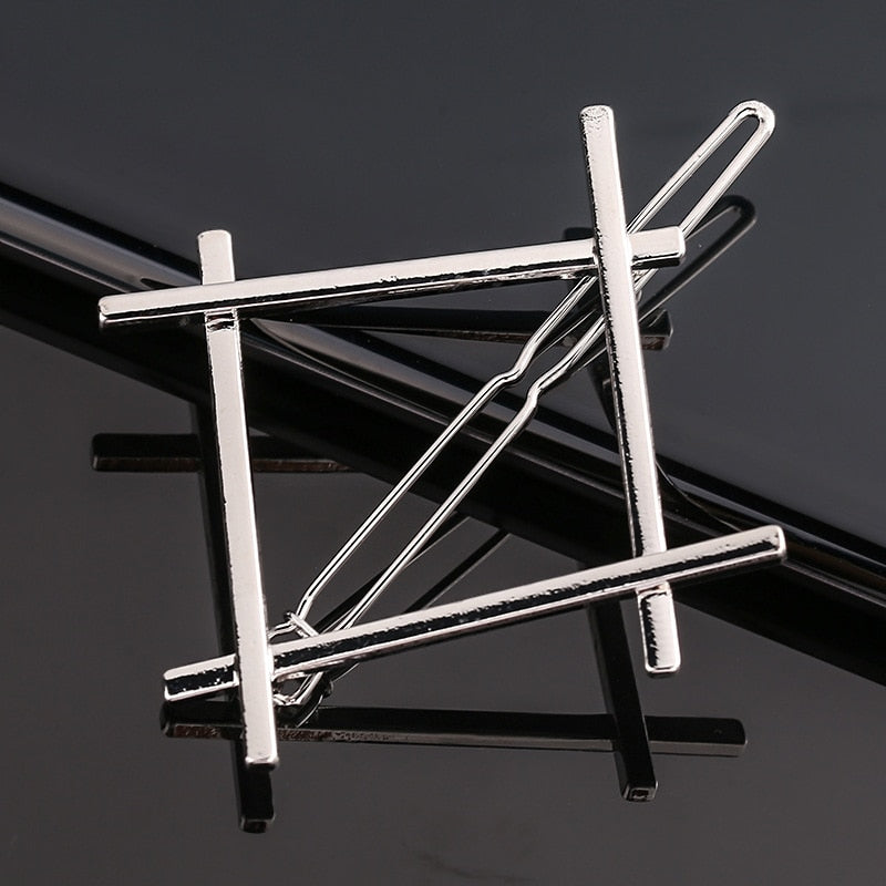 Fashion Woman Bow Hair Clip Metal Geometric Mini Hairpins