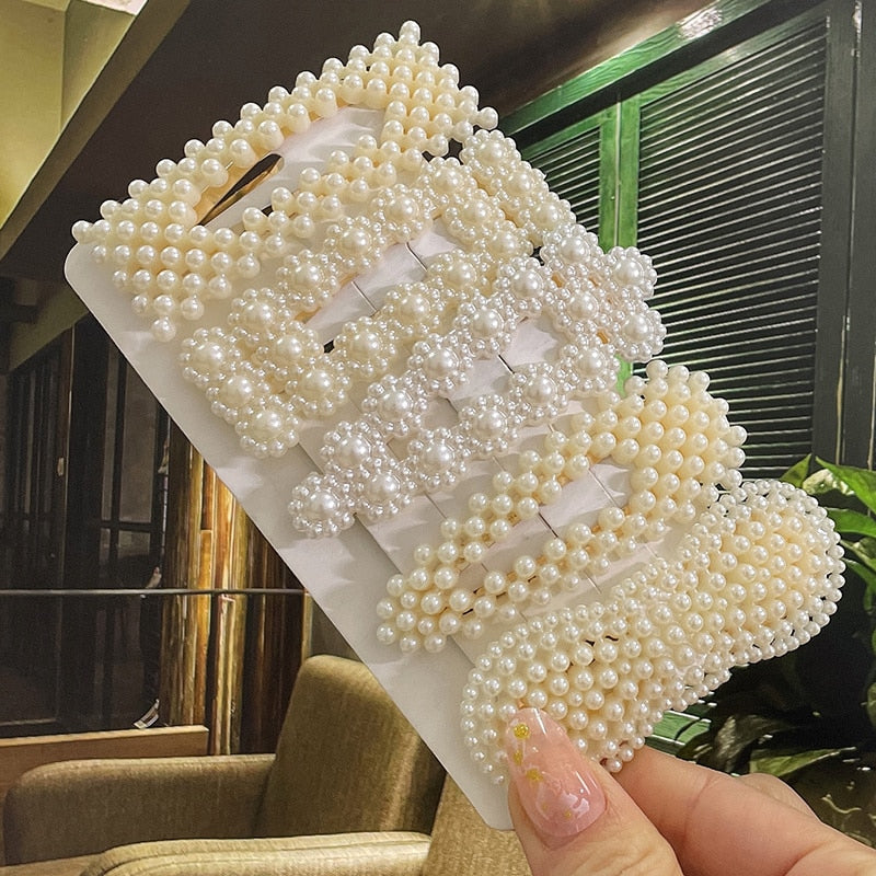 Simulated Pearl Hair Clips For Women