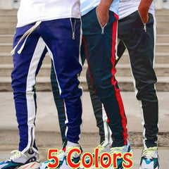 Mens Joggers Casual Pants Sports Zipper Drawstring Pants Trousers