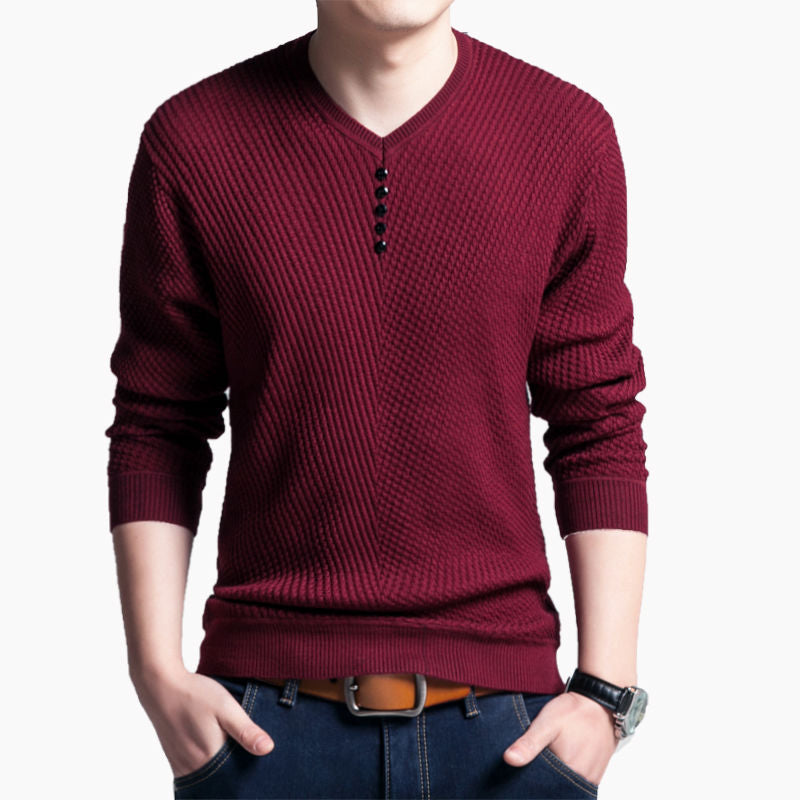 Button Casual Sweaters Man Long Sleeve Pullover Knitting Streetwear