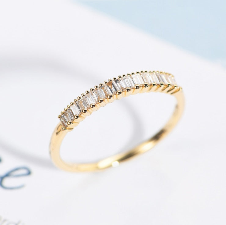 Handmade Eternity Promise Gold Color Crystal Ring