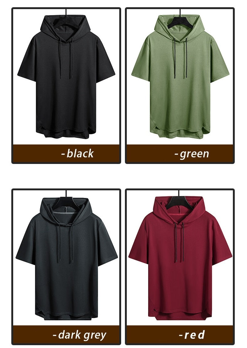 Hooded T shirt Men Half Sleeve Pullover Top Soft Loose T-shirt Sleeveless Tops