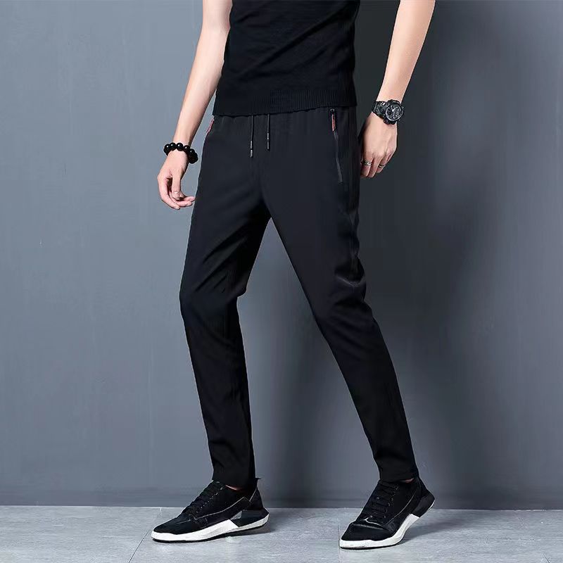 Men's Casual Pants Ice Silk Thin Sports Pants Straight Trousers Quick-drying Pants