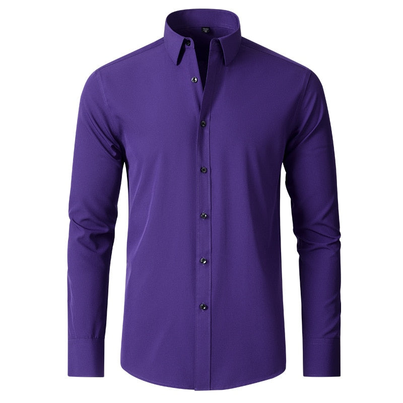 elastic force non-iron men long-sleeved business casual shirt