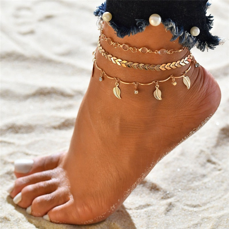 Summer Fashion Crystal Pineapple Anklets Female Barefoot