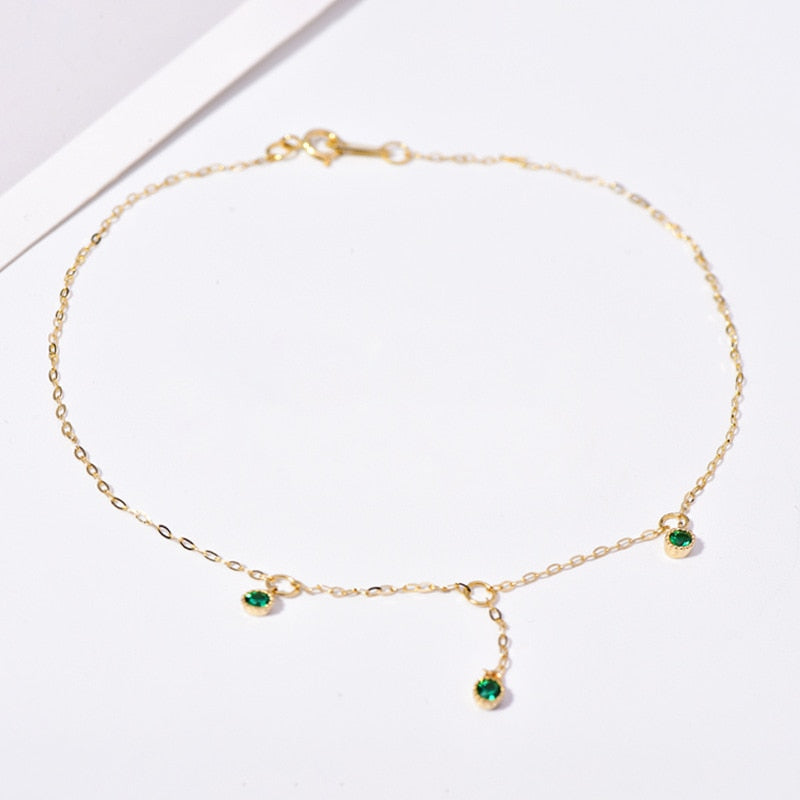 Simple Round Green Zircon Anklets