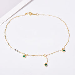 Simple Round Green Zircon Anklets