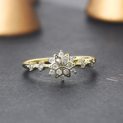 Snowflake Rings Cute Zircon Jewelry