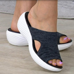 Women Casual Beach Slippers Stretch Sandals Female Open Toe