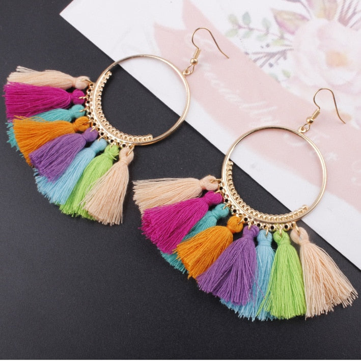 Fashion Tassel Earrings Creative Jewelry Large Hoop Earrings