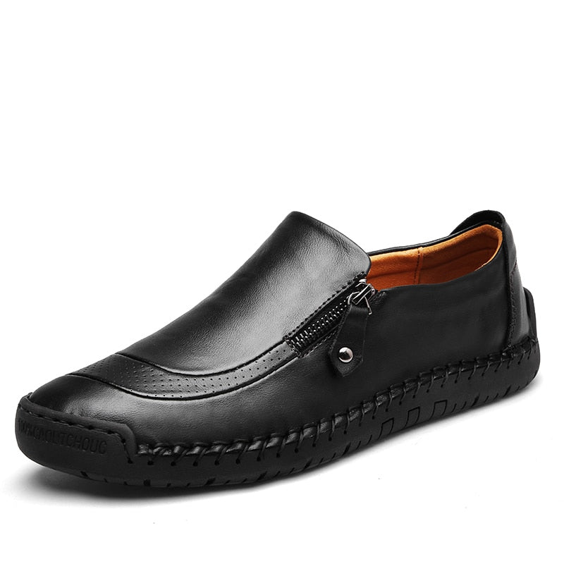 Classic Men's Casual Shoes Breathable Soft Flats Loafers Zipper Shoes