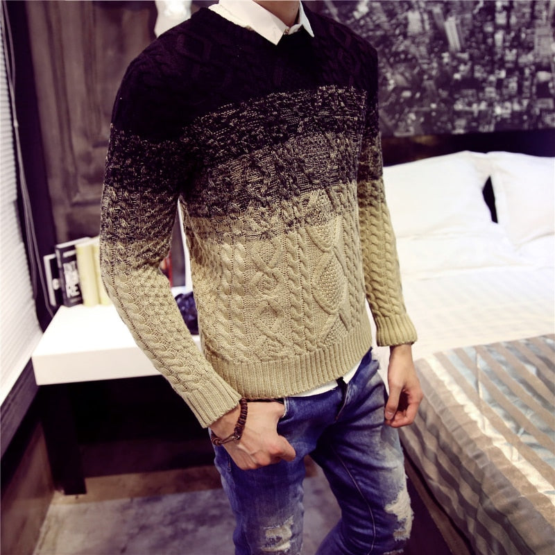 Thick Warm Breathable Men Sweater Long Sleeve O-Neck Wool Sweaters Knit Pullover