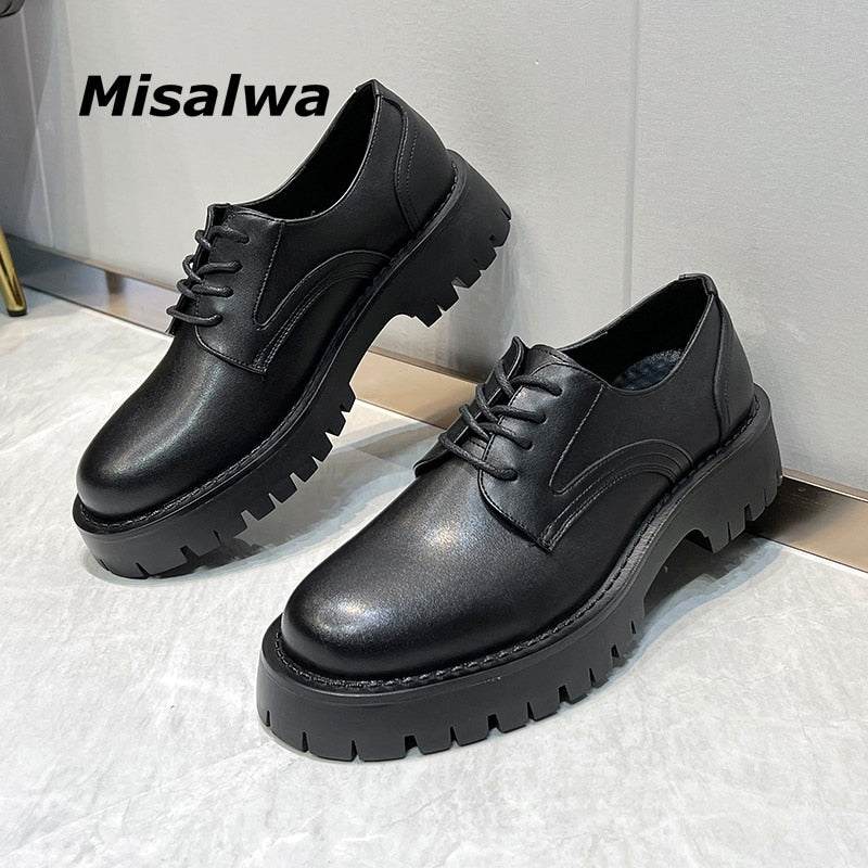 Mid Heel Men Oxford Shoes Men Dress Shoes Formal Lace-up Black Shoes