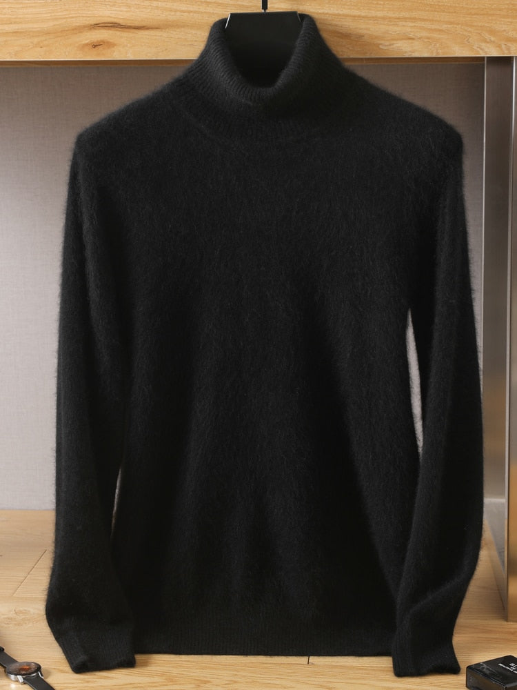 Men Sweater High Lapels Pullovers Knit Tops Long Sleeve High-End Jumpers