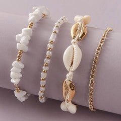 Shell Pendant Ankle Bracelet Faux Pearl Leg Anklets