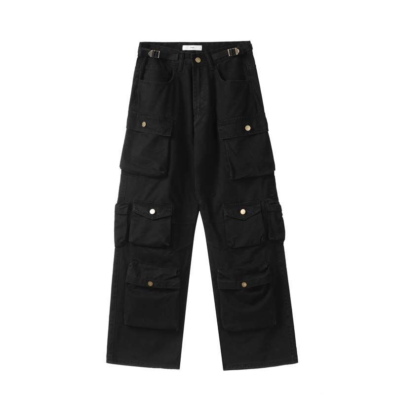 Multi-pocket Overalls Men's Style Loose Casual Trousers Straight Pants