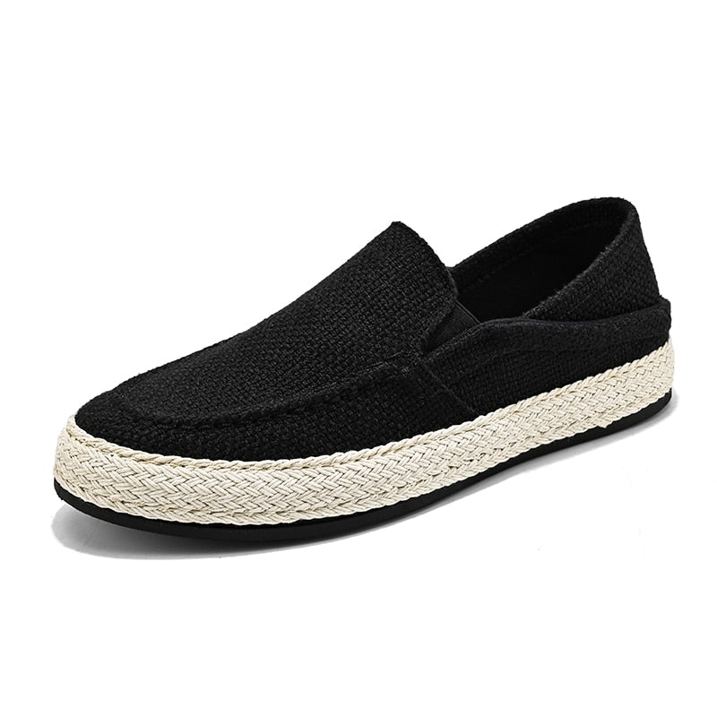 Loafers Men Breathable Casual Shoes Classic Linen Slip On Sneakers Shoes