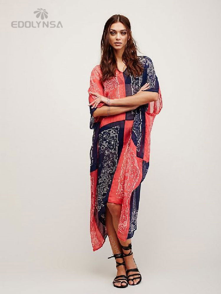 Boho Quick-drying Long Kaftan Bikini Cover-ups Retro