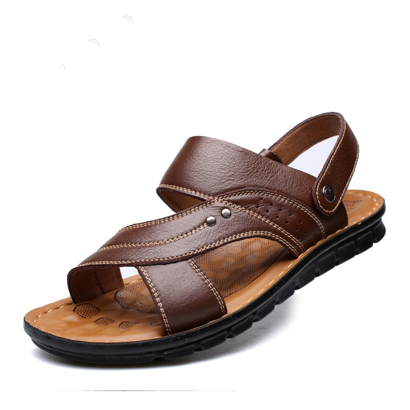 Men's Sandals Beach Shoes Fashion Slippers Stripe Sandals Rubber Shoes