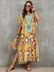 Bohemian Printed Loose Kaftan Casual Summer Vacation Maxi Dress