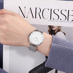 Quartz Movement 36mm Martin Women Stainless Steel Mesh Rose Gold