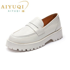 Style Casual Loafers Genuine Leather Fashion Shoes Girls