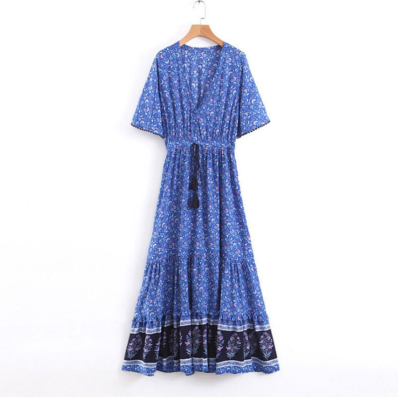 Maxi Boho Dress Women Tassel Bohemian Long Party Dress