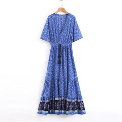 Maxi Boho Dress Women Tassel Bohemian Long Party Dress