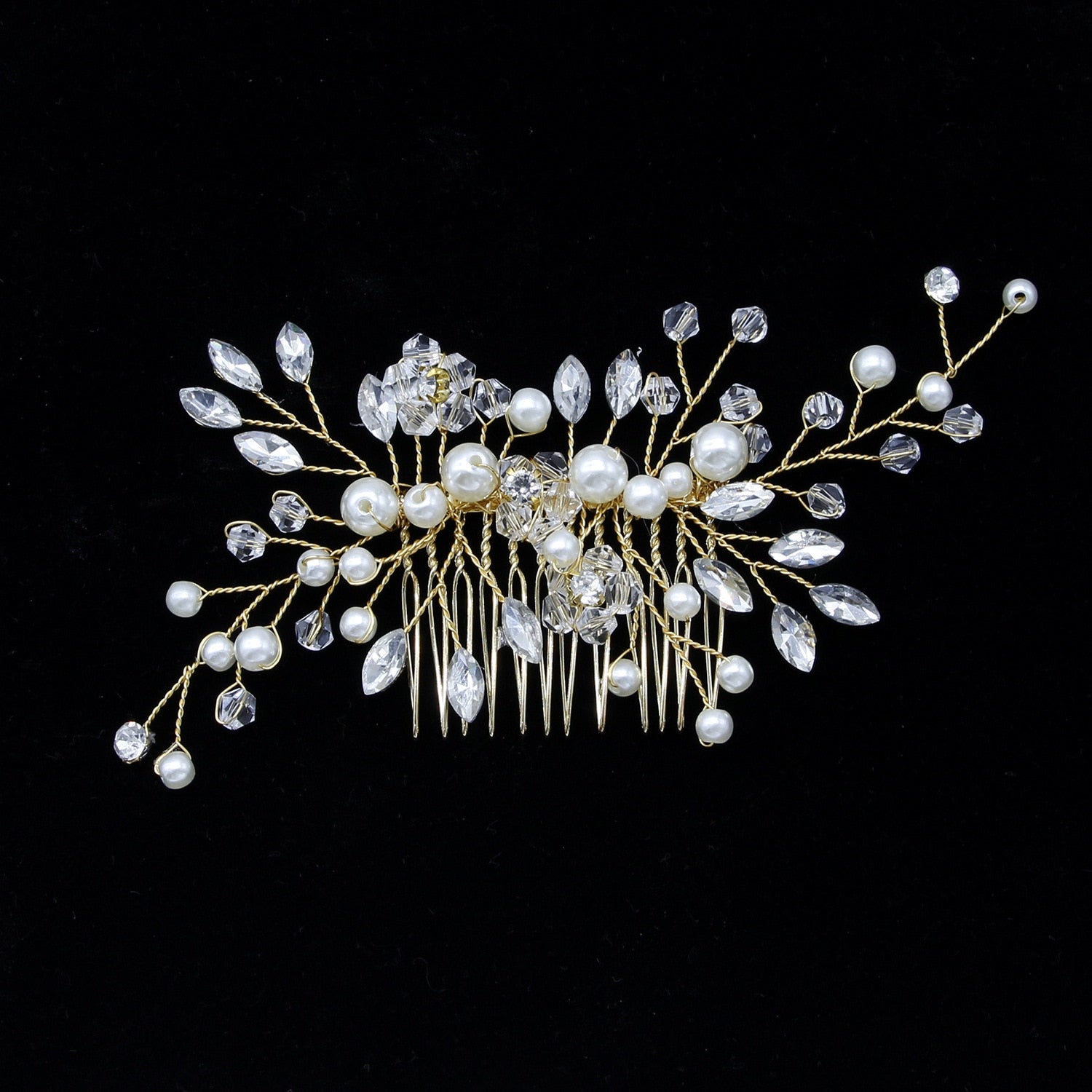 Silver Color Pearl Rhinestone Wedding Hair Combs Bridal Jewelry