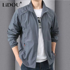 Quick Drying Breathable Jacket Loose Stand Collar Coats Pocket Sports Men